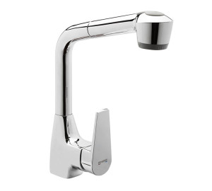 KLIP Single lever sink mixer with pull-out spray